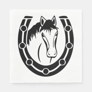 Western Horse Horseshoe Wedding Country Equestrian Napkin