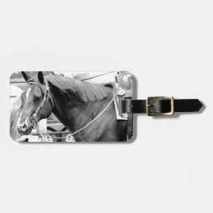 Western Horse in Black and White Luggage Tag
