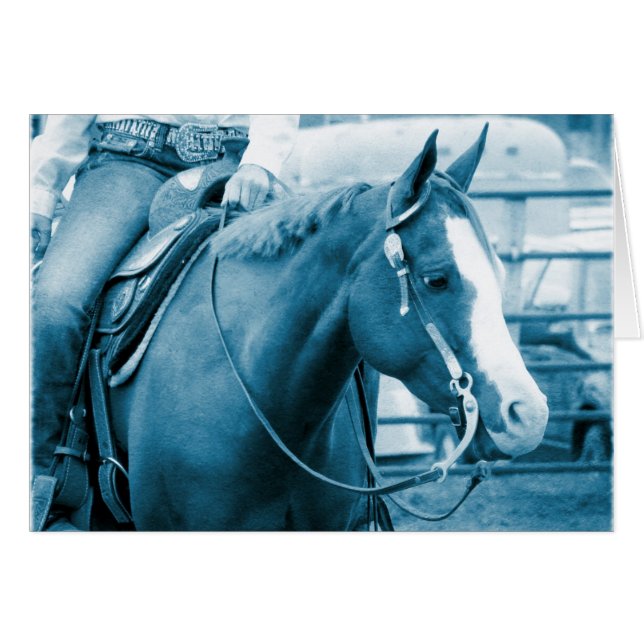 Western Horse in Shades of Blue (Front Horizontal)