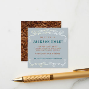 Western Horse Lovers Blue Denim Wedding Details Enclosure Card