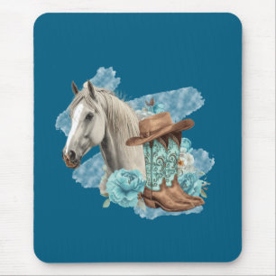 Western Horse Mouse Pad- Navy Pad