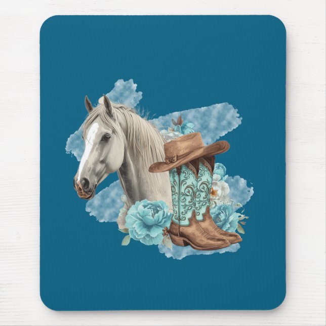 Western Horse Mouse Pad- Navy Pad (Front)