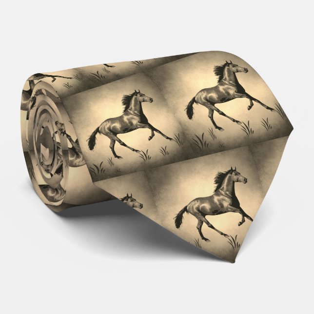 Western Horse Print Necktie (Rolled)