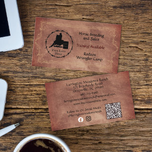 Western Horse Ranch Your Logo QR Code Business Card