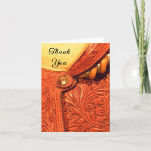 Western Horse Saddle Country Thank You Card
