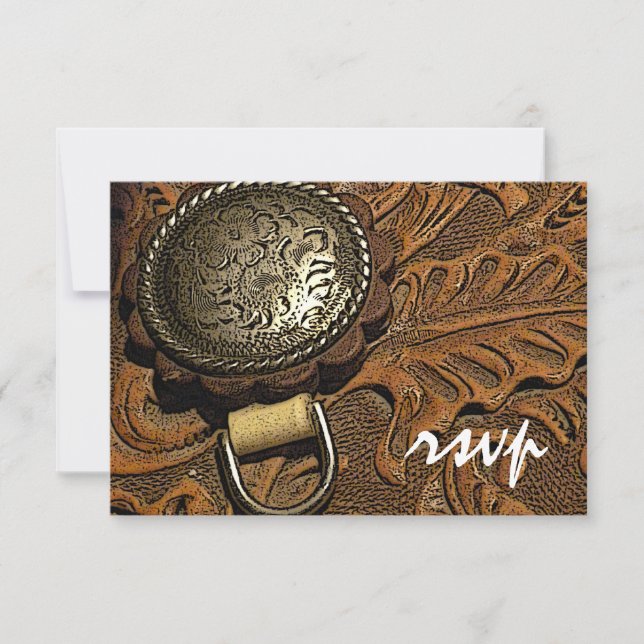 Western Horse Saddle Country Wedding RSVP Response (Front)