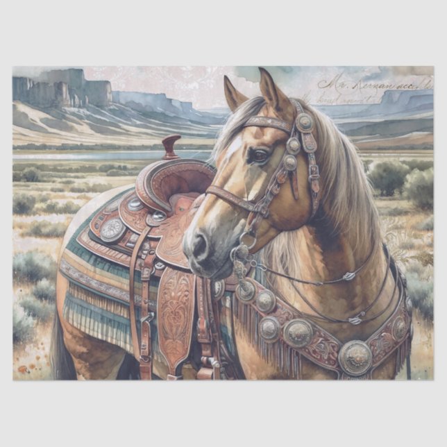 Western Horse Saddled Tissue Paper (Front)