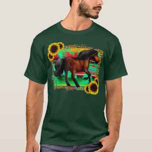 Western Horse Serape Sunflowers Cowgirl Teas Rodeo T-Shirt