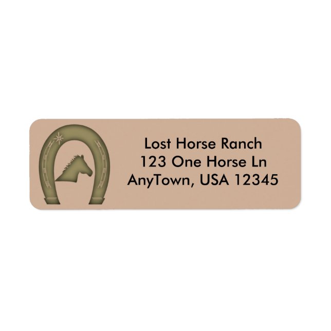 Western Horse Shoe Design Return Address Label (Front)