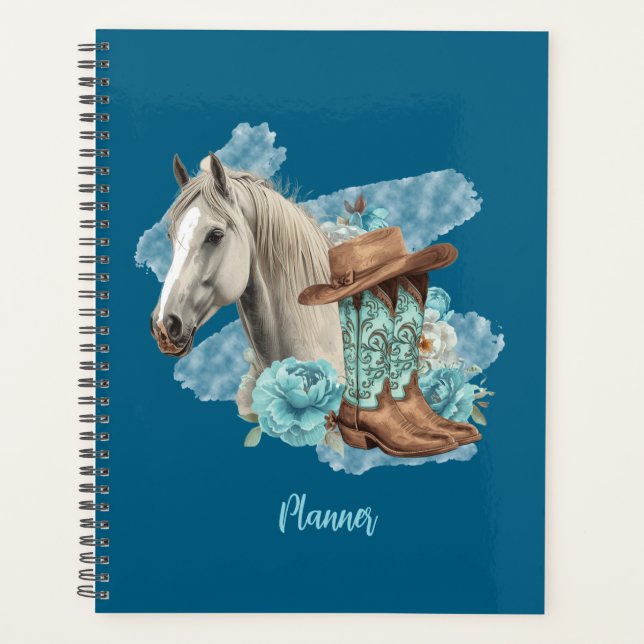 Western Horse Spiral Planner- Navy Planner (Front)