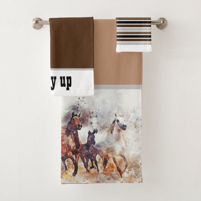 Western Horse Themed Bath Towel Set (Insitu)