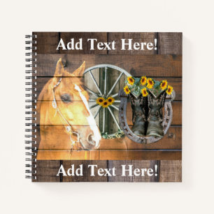 Western Horse Wagon Wheel Horseshoe Cowboy Boots N Notebook
