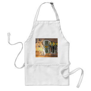Western Horse Wagon Wheel Horseshoe Cowboy Boots Standard Apron