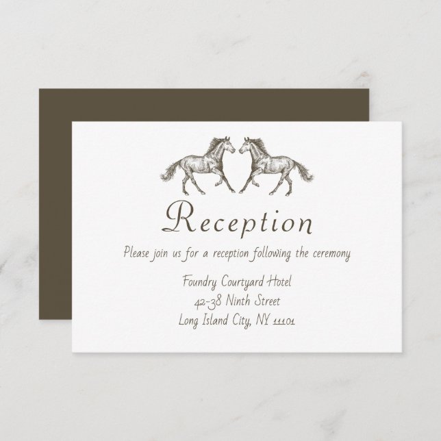 Western Horse Wedding Reception Brown Country Invitation (Front/Back)