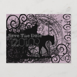 Western Horse With Swirls Save the Date Postcards