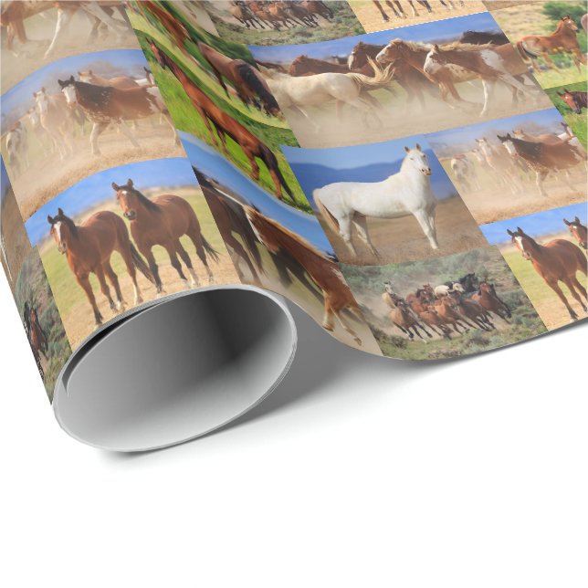 Western Horses Collage Wrapping Paper (Roll Corner)