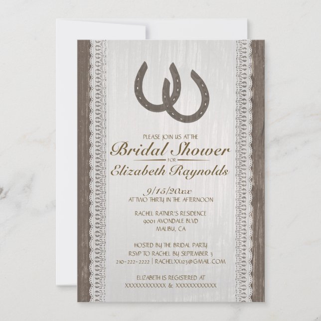 Western Horseshoe Bridal Shower Invitations (Front)
