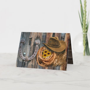 Western Horseshoe Cowboy Hat Lasso Card