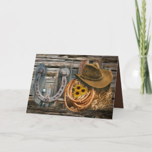 Western Horseshoe Cowboy Hat Lasso Card