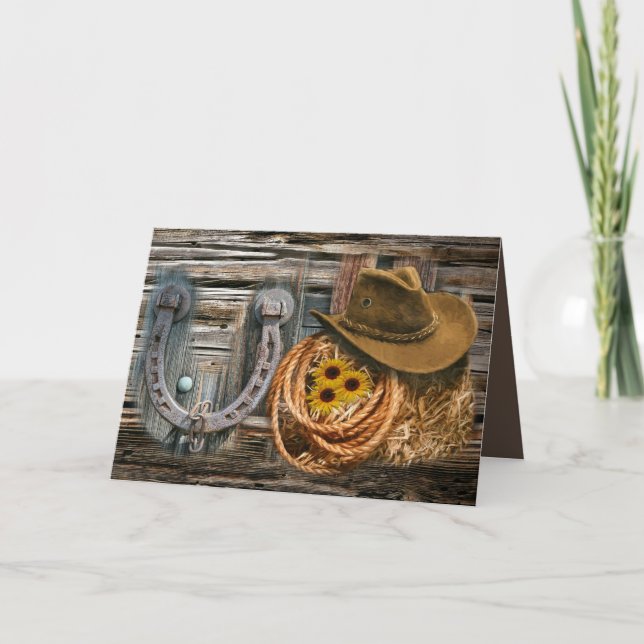 Western Horseshoe Cowboy Hat Lasso Invitation (Front)