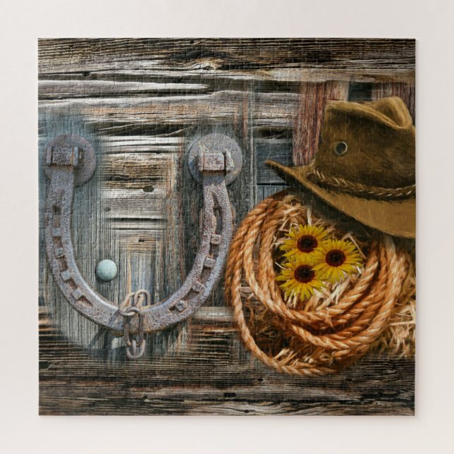 Western Horseshoe Cowboy Hat Lasso Jigsaw Puzzle (Vertical)