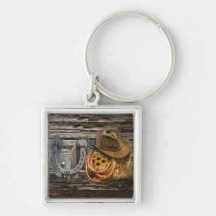 Western Horseshoe Cowboy Hat Lasso Key Ring