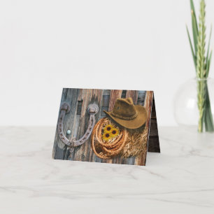 Western Horseshoe Cowboy Hat Lasso Thank You Card
