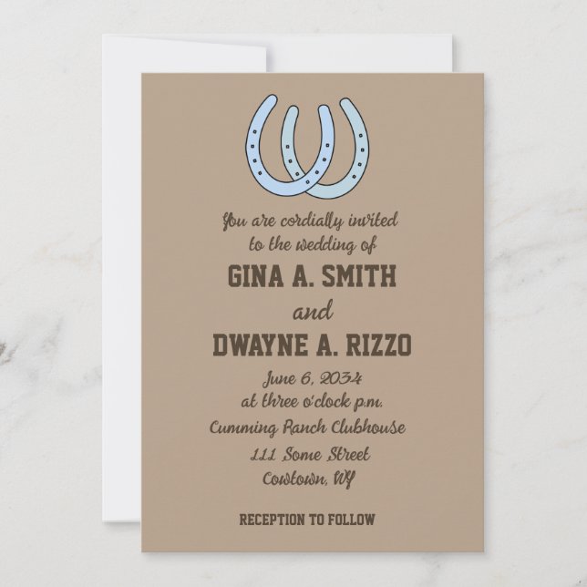 Western Horseshoe Wedding Invitations Cowboy (Front)