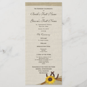 Western Horseshoes and Sunflower Wedding Program