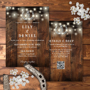 Western Horseshoes QR Code All In One Wedding Invitation
