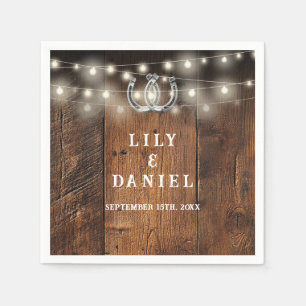 Western Horseshoes String Lights Wedding Napkin