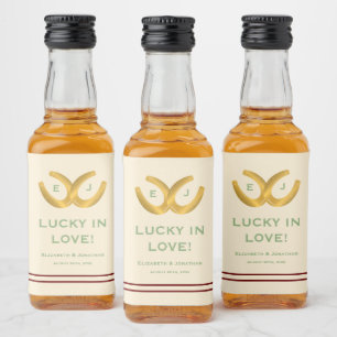 Western Horseshoes Wedding Liquor Bottle Label
