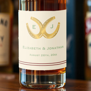 Western Horseshoes Wedding Liquor Bottle Label