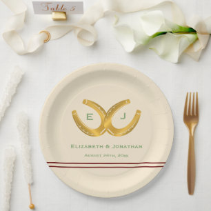 Western Horseshoes Wedding Paper Plate