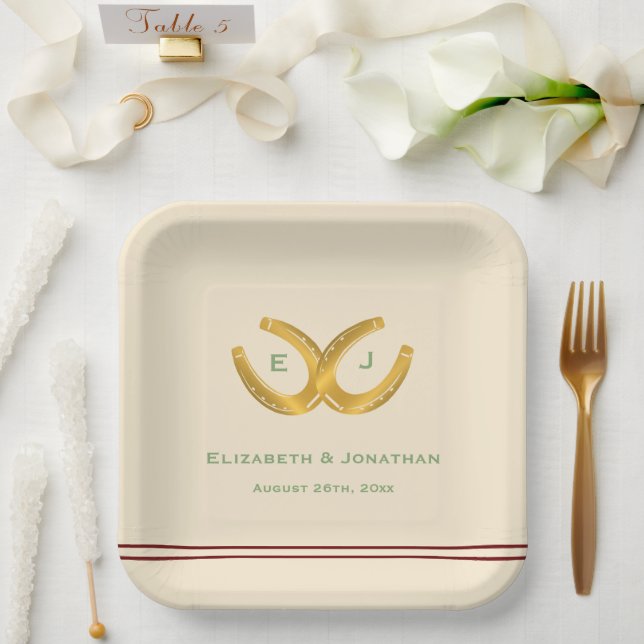 Western Horseshoes Wedding Paper Plate (Wedding)