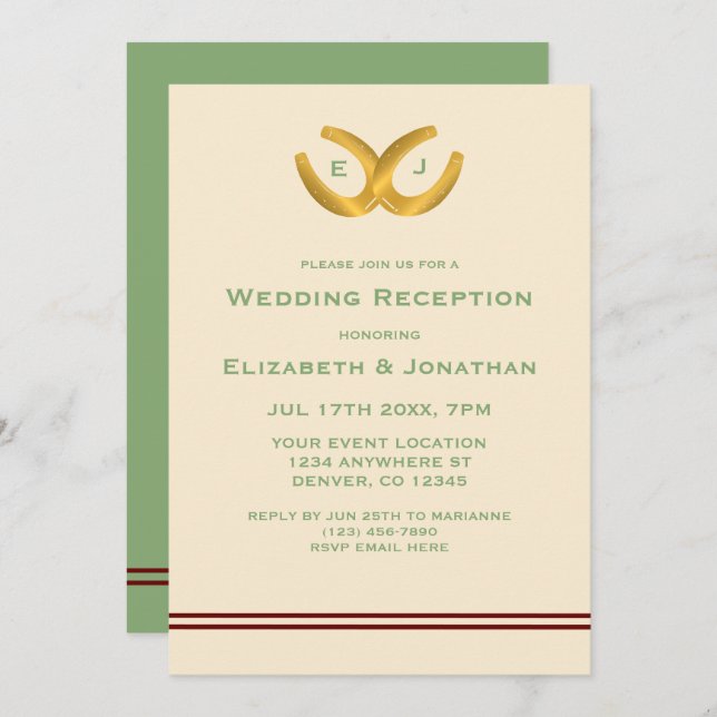 Western Horseshoes Wedding Reception Invitation (Front/Back)