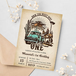 Western How The West Was One 1st Birthday Invitation