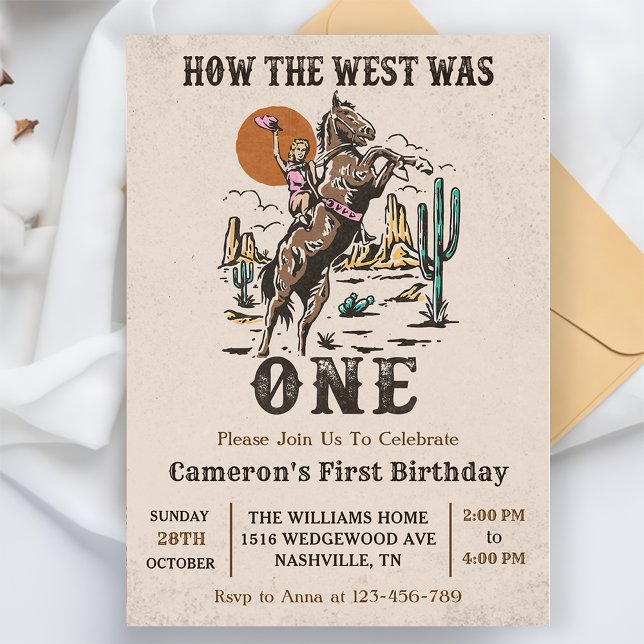 Western How The West Was One 1st Birthday Invitation (Creator Uploaded)