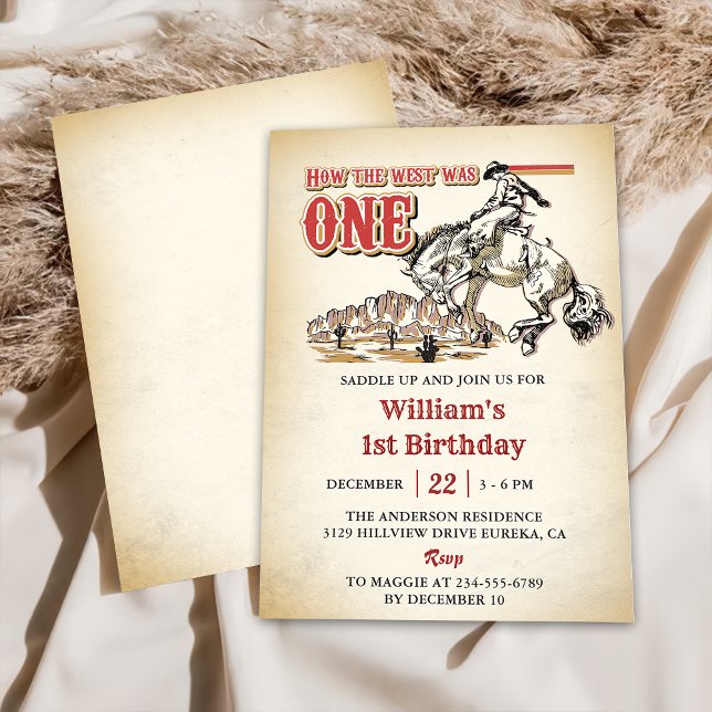 Western How the West Was One Cowboy Birthday Party Invitation (Creator Uploaded)