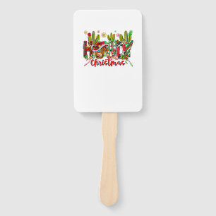 Western Howdy Christmas Cow Cowboy Hat And Cactus Hand Fan