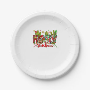 Western Howdy Christmas Cow Cowboy Hat And Cactus Paper Plate