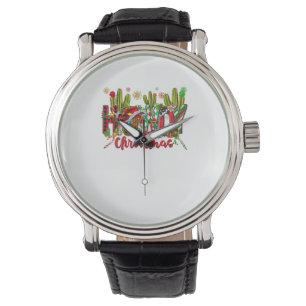 Western Howdy Christmas Cow Cowboy Hat And Cactus  Watch