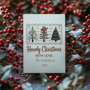 Western Howdy Cowboy Christmas Holiday Card