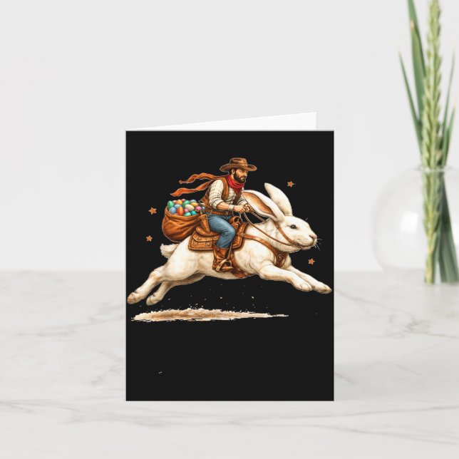Western Howdy Easter Day Cowboy Riding Easter Card (Front)