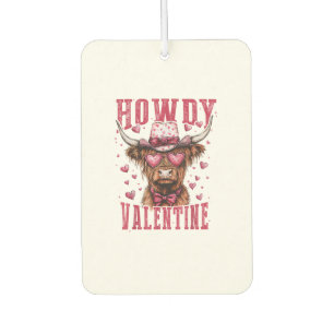 Western Howdy Highland Cow Valentines Day Highland Car Air Freshener