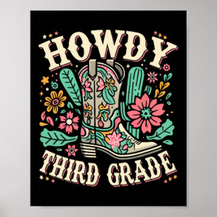 Western Howdy Third Grade Back To School 3rd Grade Poster