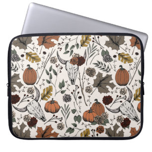 Western Ivory Fall Harvest and Cow Skulls Laptop Sleeve