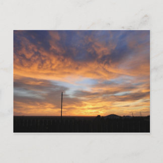 Western Kansas Sunset with Barn Postcard