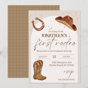Western Kids Cowboy First Rodeo Birthday Invitation