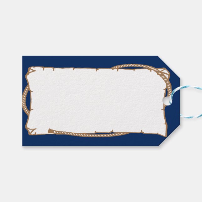 Western Label With Rope Party Name Gift Tag (Front (Horizontal))